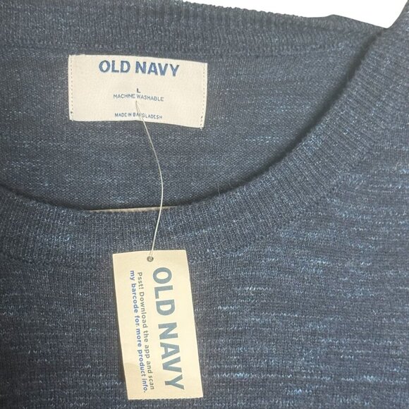 Old Navy Mens Navy Blue Crewneck Sweater L Soft Knit Fabric Long Sleeve NWT - Picture 2 of 4